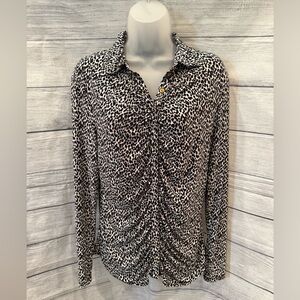 INC International Concepts Animal Print long sleeve Blouse/size M